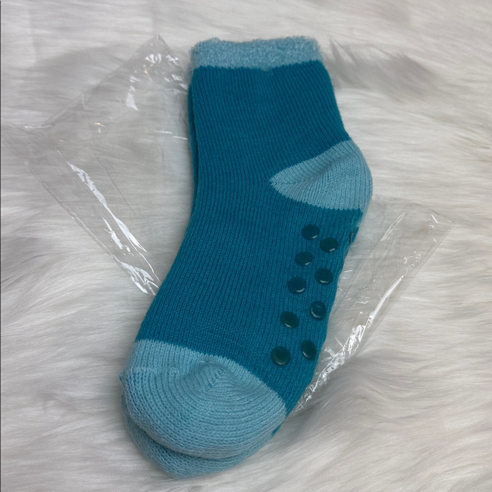 New Cozy Spa Cabin Boot Gripper Socks Aqua Blue Teal S/M